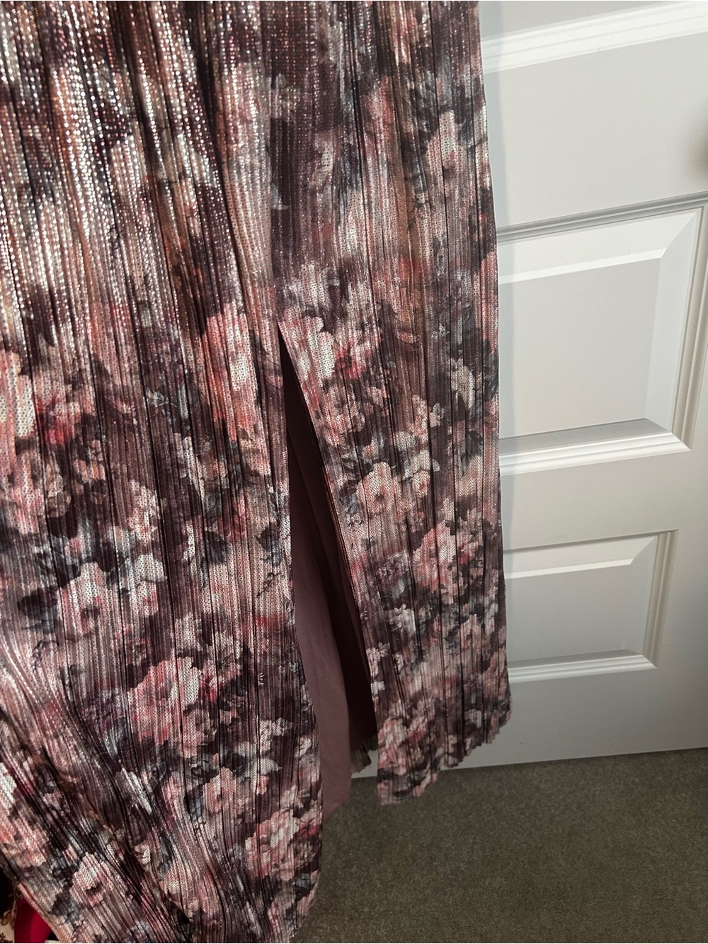 NWT Eliza J Metallic Pleated Halter Maxi Dress in Pink Gown Wedding Formal - Picture 6 of 12